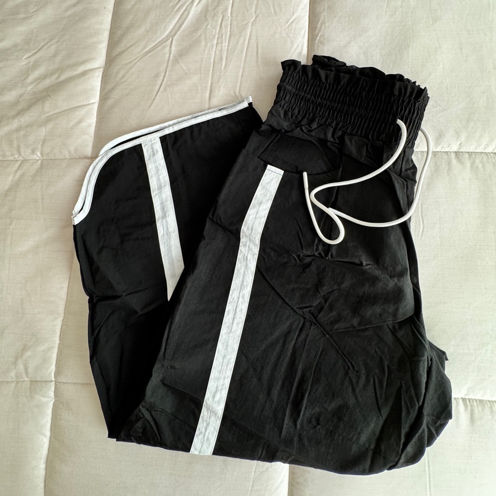 Black Wide Leg Pants Track Pants